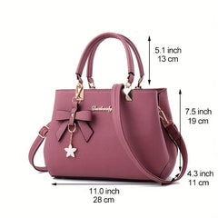 Letter Decor Handbag PU Leather Crossbody Bag With Charm