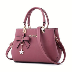 Letter Decor Handbag PU Leather Crossbody Bag With Charm
