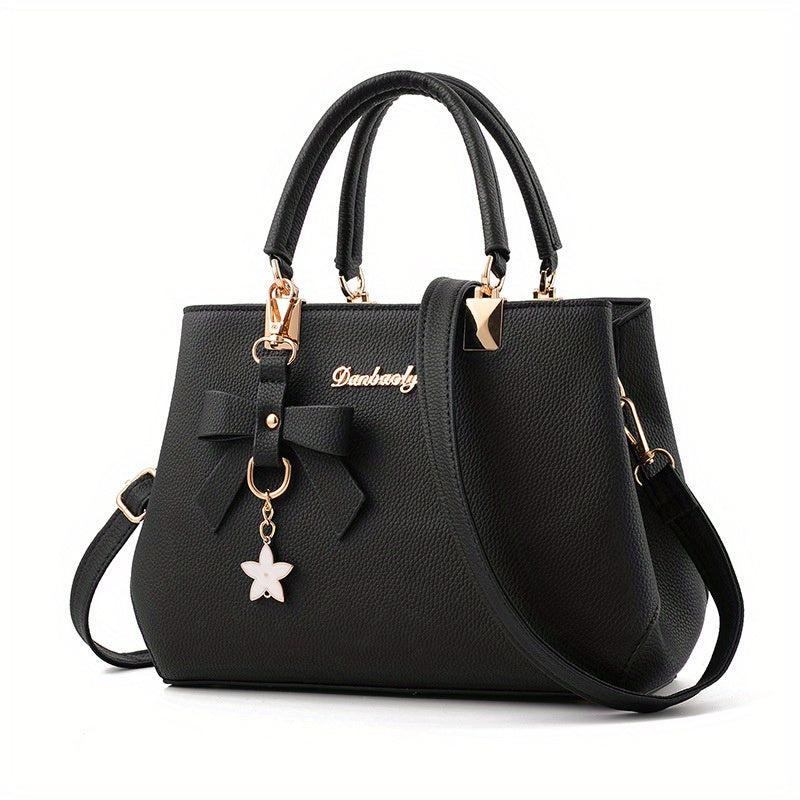 Letter Decor Handbag PU Leather Crossbody Bag With Charm