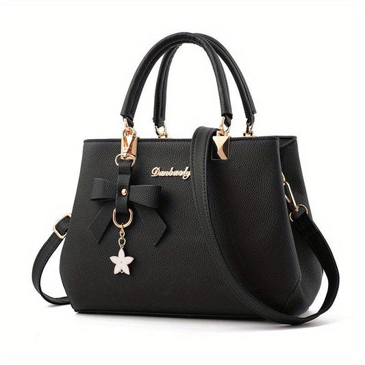 Letter Decor Handbag PU Leather Crossbody Bag With Charm
