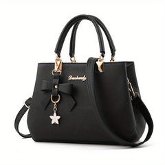 Letter Decor Handbag PU Leather Crossbody Bag With Charm