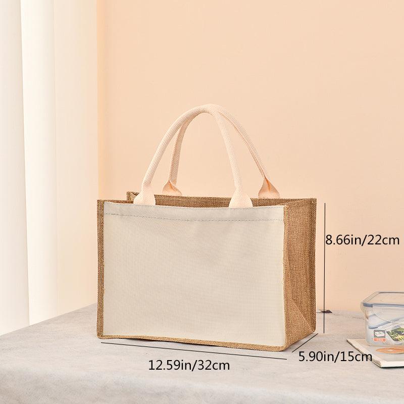 Women's Canvas Tote Zipper Burlap Bag Casual Gift Bag Shopping Bag