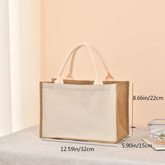 Women's Canvas Tote Zipper Burlap Bag Casual Gift Bag Shopping Bag