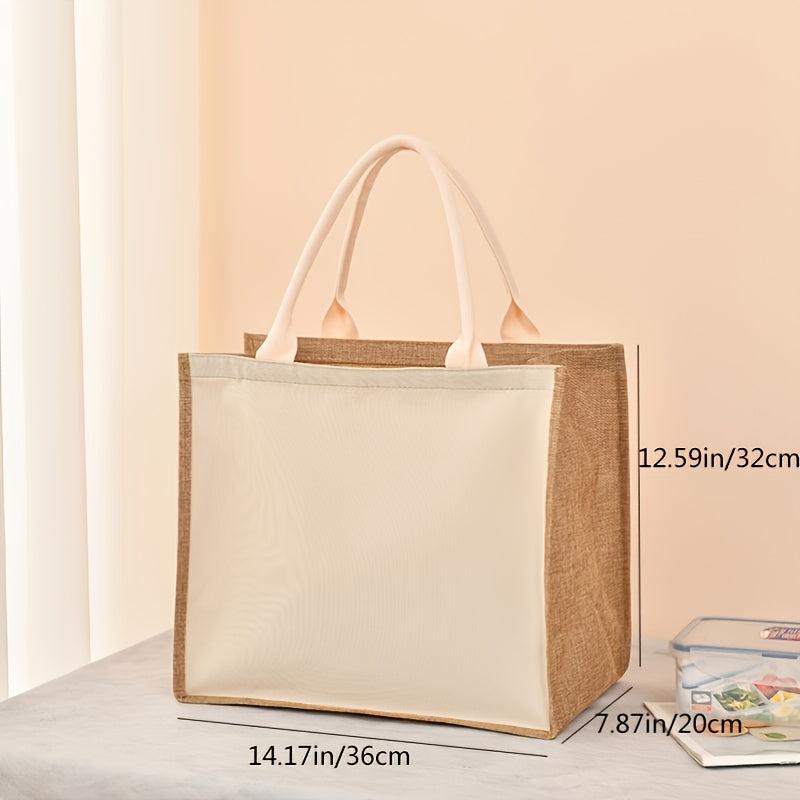 Women's Canvas Tote Zipper Burlap Bag Casual Gift Bag Shopping Bag
