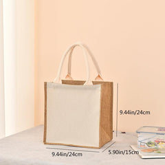 Women's Canvas Tote Zipper Burlap Bag Casual Gift Bag Shopping Bag