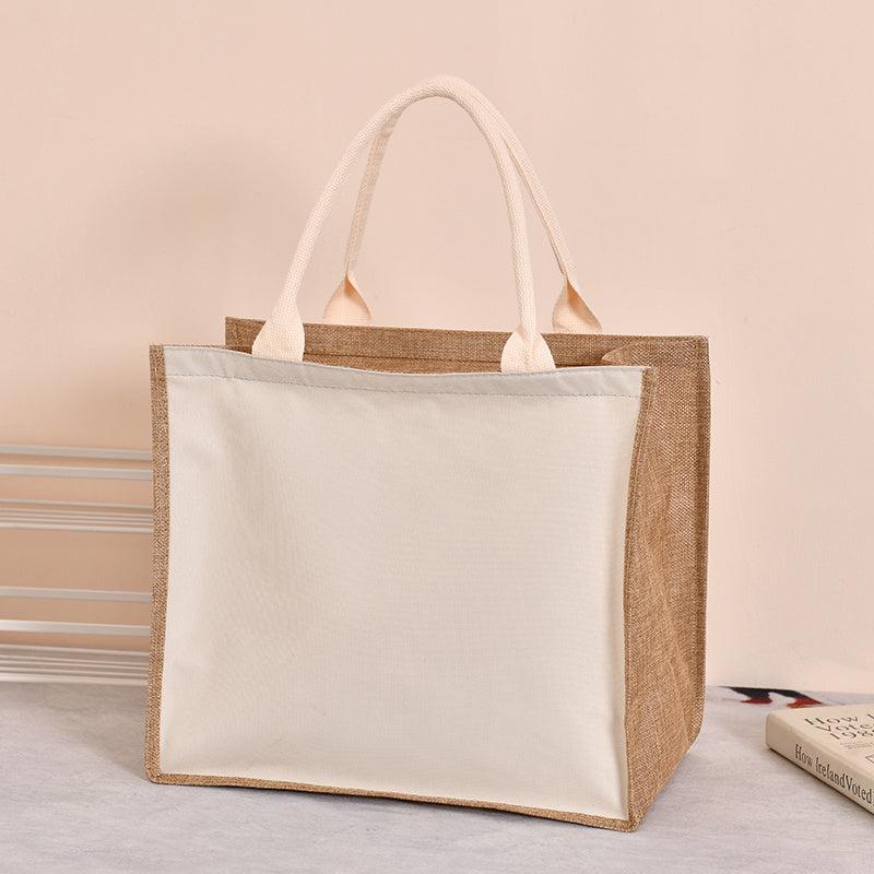 Women's Canvas Tote Zipper Burlap Bag Casual Gift Bag Shopping Bag