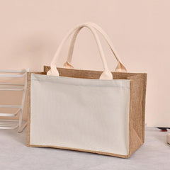Women's Canvas Tote Zipper Burlap Bag Casual Gift Bag Shopping Bag