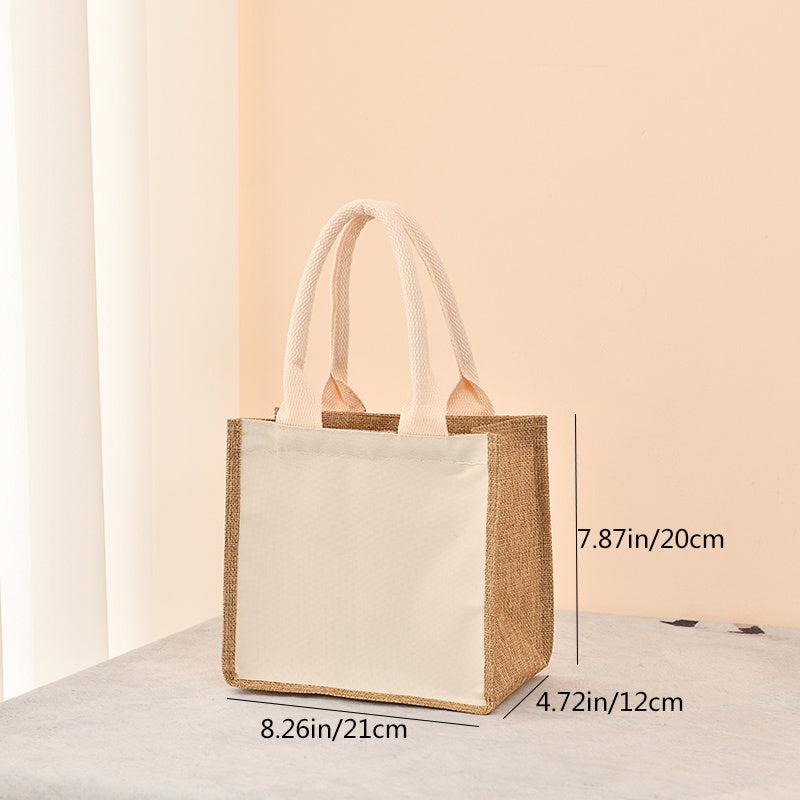 Women's Canvas Tote Zipper Burlap Bag Casual Gift Bag Shopping Bag