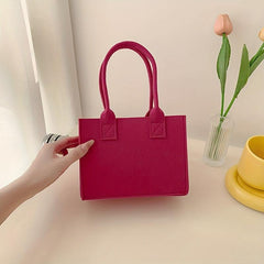 Solid Felt Square Satchel Bag Portable Women's Bag