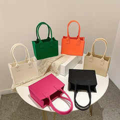 Solid Felt Square Satchel Bag Portable Women's Bag