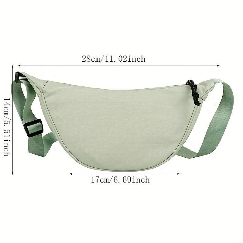 Minimalist Crescent Crossbody Bag Solid Zipper Storage