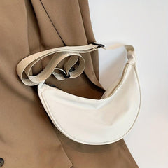 Minimalist Crescent Crossbody Bag Solid Zipper Storage