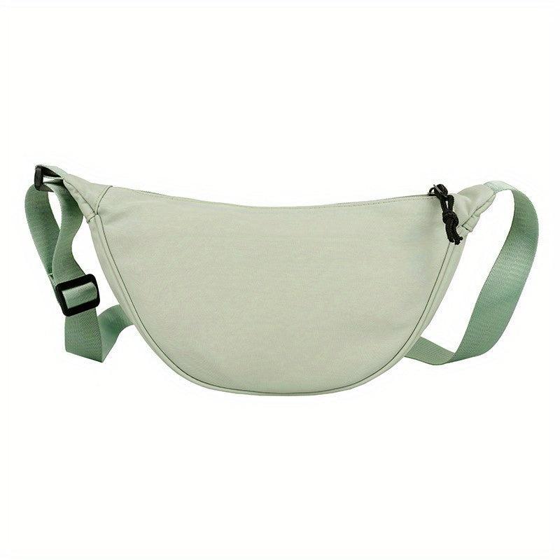 Minimalist Crescent Crossbody Bag Solid Zipper Storage