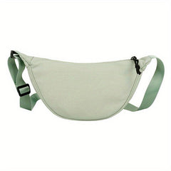 Minimalist Crescent Crossbody Bag Solid Zipper Storage