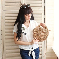 Woven Straw Handbag Boho Style Crossbody Bag Summer Beach Bag