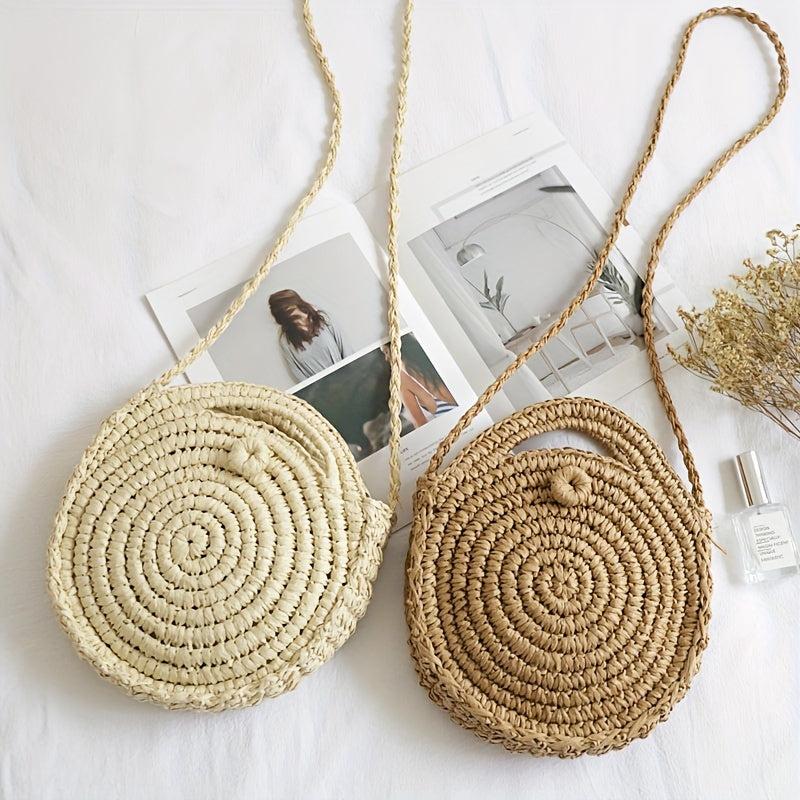 Woven Straw Handbag Boho Style Crossbody Bag Summer Beach Bag