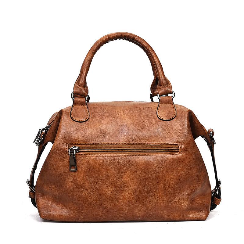 Retro Style Faux Leather Double Handle Crossbody Bag