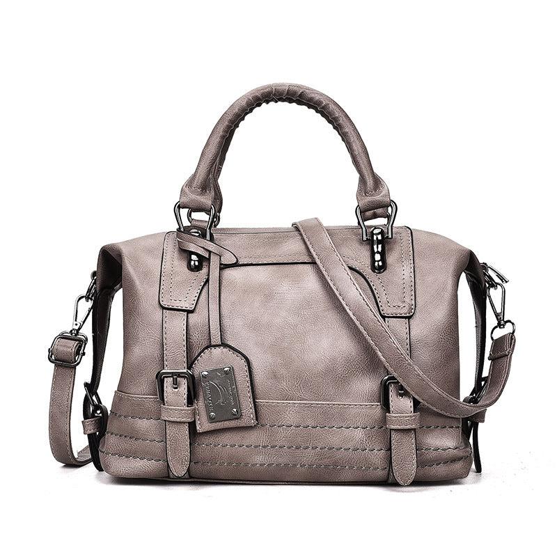 Retro Style Faux Leather Double Handle Crossbody Bag