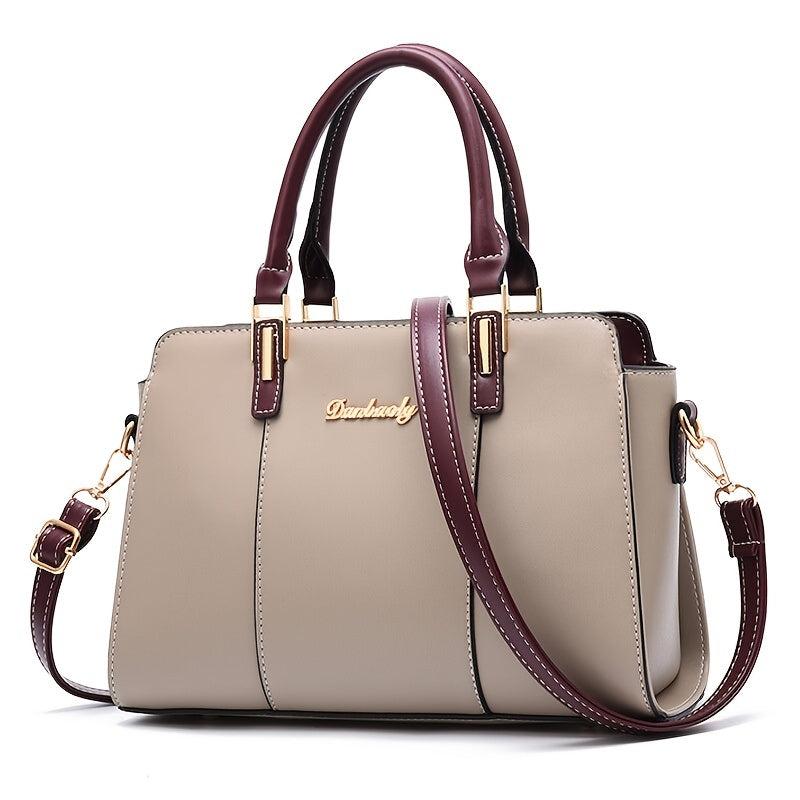 Zipper Satchel Bag Large Capacity Handbag For Work Double Handle Purse