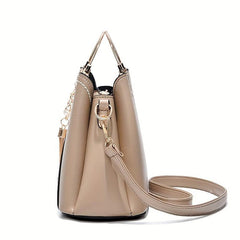 Colorblock Tassel Tote Bag Top Handle Shoulder Purse
