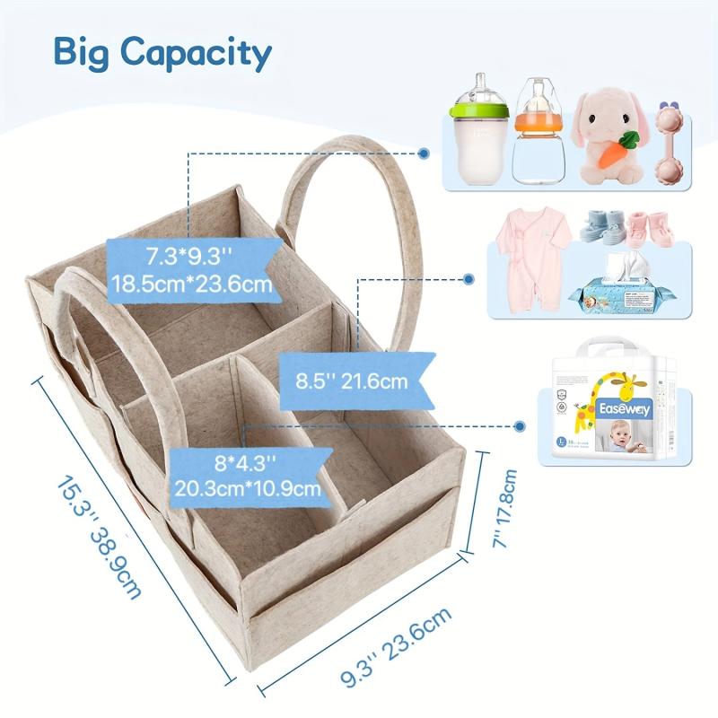 Felt Diaper Caddy Organizer Large Capacity Baby Nursey Storage Bag