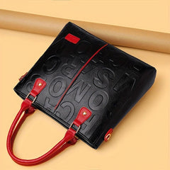 Chic Letter Embossed Handbag Colorblock Crossbody Bag
