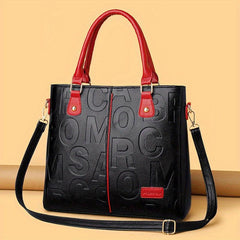 Chic Letter Embossed Handbag Colorblock Crossbody Bag