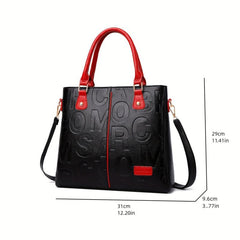 Chic Letter Embossed Handbag Colorblock Crossbody Bag