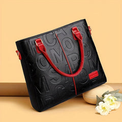 Chic Letter Embossed Handbag Colorblock Crossbody Bag