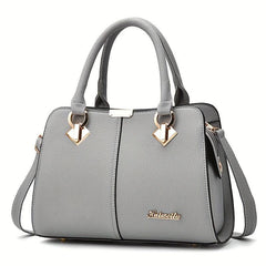 Metal Decor Satchel Bag Women's Double Handle Purse