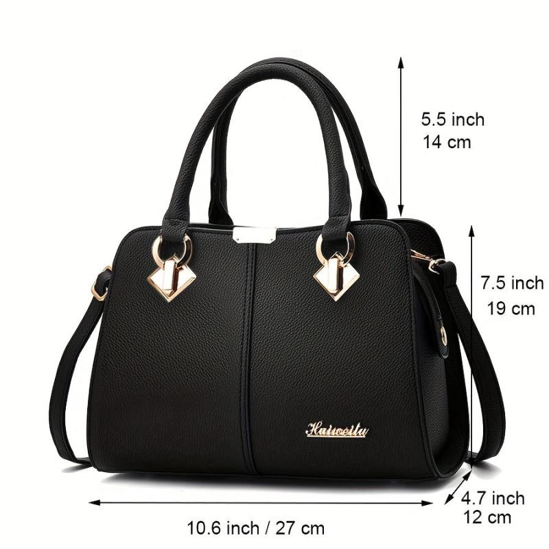 Metal Decor Satchel Bag Women's Double Handle Purse