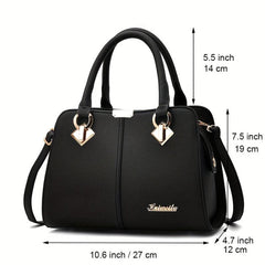 Metal Decor Satchel Bag Women's Double Handle Purse