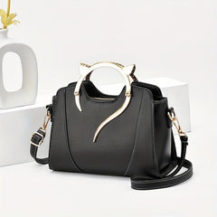 Cat Shape Handle Zipper Bag Solid Shoulder Purse Crossbody Bag