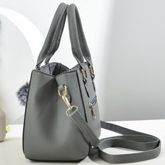 Embroidery Detail Crossbody Bag Pompom Decor Top Handle Purse