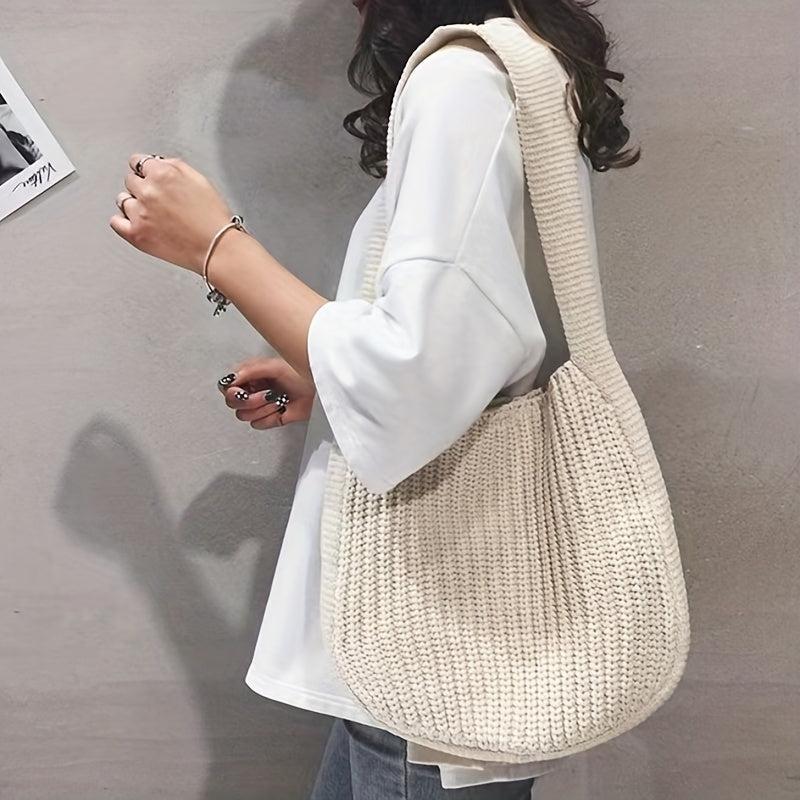 Vintage Crochet Bag Large Capacity Crossbody Bag Women's Knitted Shoulder Bag
