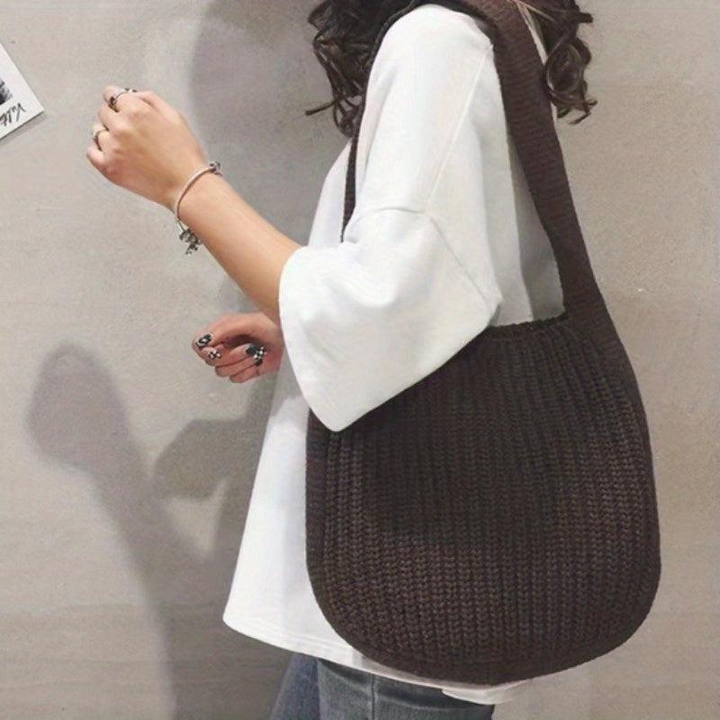 Vintage Crochet Bag Large Capacity Crossbody Bag Women's Knitted Shoulder Bag