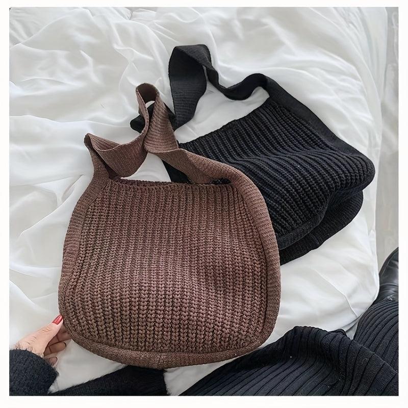 Vintage Crochet Bag Large Capacity Crossbody Bag Women's Knitted Shoulder Bag