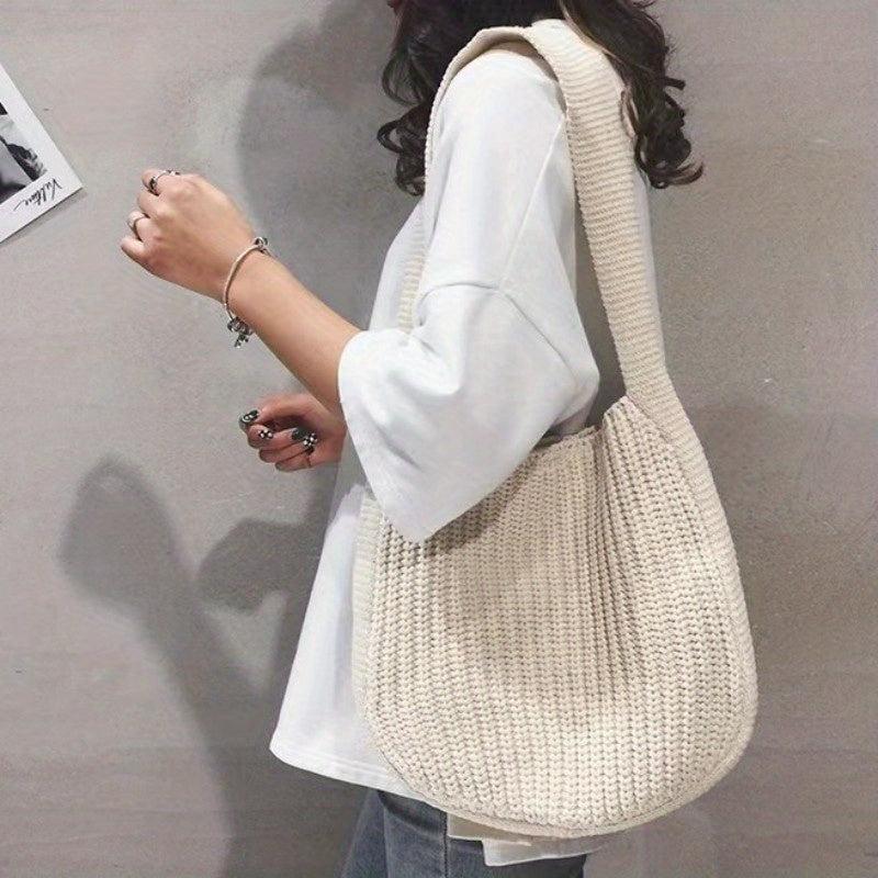 Vintage Crochet Bag Large Capacity Crossbody Bag Women's Knitted Shoulder Bag