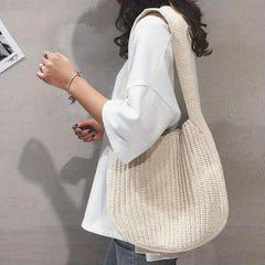 Vintage Crochet Bag Large Capacity Crossbody Bag Women's Knitted Shoulder Bag