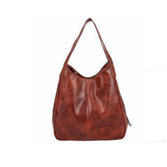 Large Capacity Tote Hobo Bag PU Leather Textured Soft Shoulder Bag