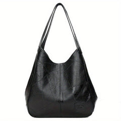 Large Capacity Tote Hobo Bag PU Leather Textured Soft Shoulder Bag