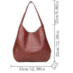 Large Capacity Tote Hobo Bag PU Leather Textured Soft Shoulder Bag