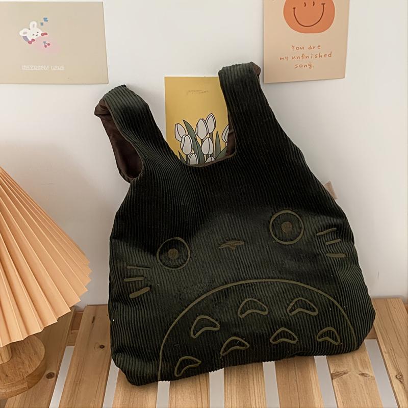 Women's Striped Corduroy Handbag Large Capacity Purse