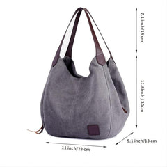Letter Patch Decor Canvas Hobo Bag Zipper Handbag