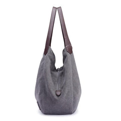 Letter Patch Decor Canvas Hobo Bag Zipper Handbag