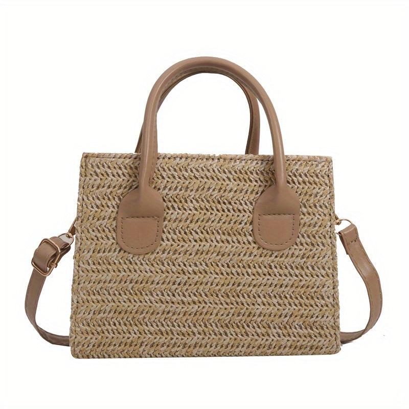 Vintage Straw Tote Crossbody Bag Boho Handbag