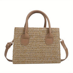 Vintage Straw Tote Crossbody Bag Boho Handbag