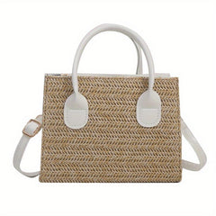 Vintage Straw Tote Crossbody Bag Boho Handbag