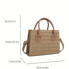 Vintage Straw Tote Crossbody Bag Boho Handbag