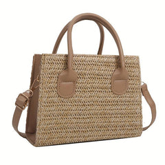 Vintage Straw Tote Crossbody Bag Boho Handbag